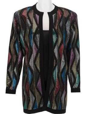 Vintage ST JOHN Black Sequins flashy elegant cocktail red carpet Jacket Sz S